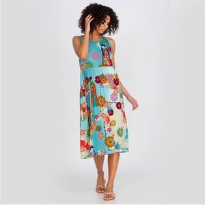 Johnny Was Kingyo Easy Fit Tank Sz M Dress Artsy Japanese Geisha Resortwear Boho